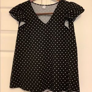 Polka dot flutter sleeve top